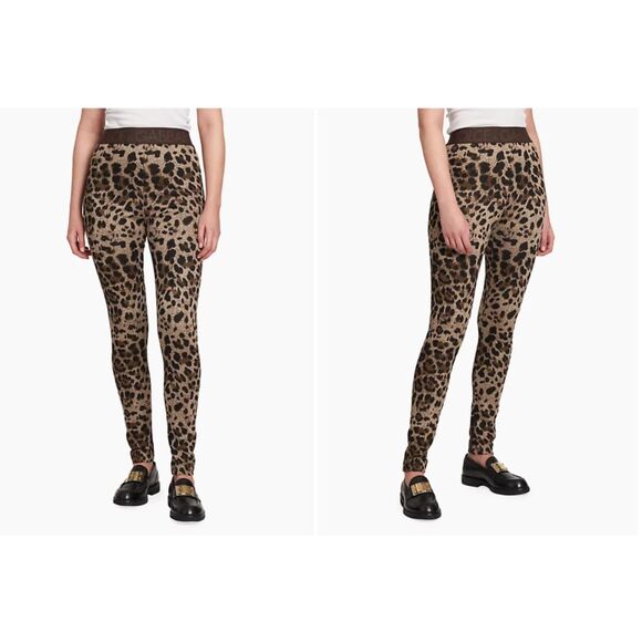Dolce & Gabbana Women's High Waisted Leopard Jacquard Leggings Size 38 IT/ 2 US - Picture 1 of 5